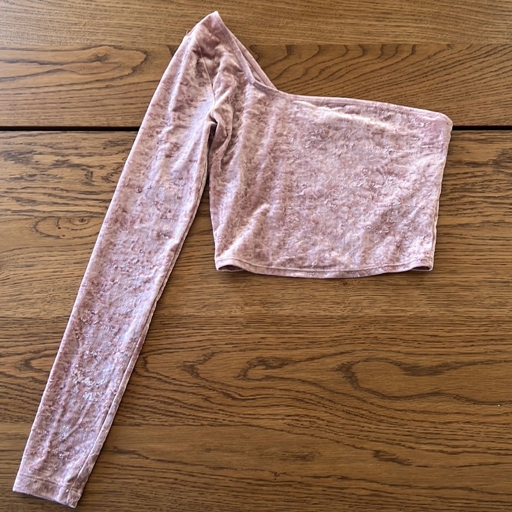 TNA pink velvet crop top